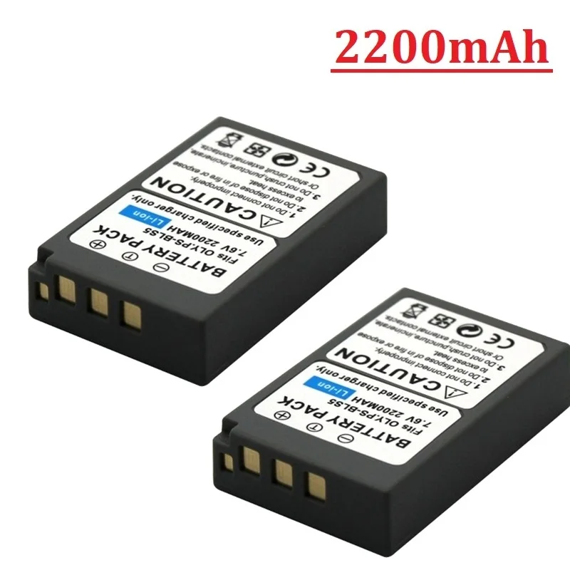 2200Mah Bls5 Bls-5 Psbls5 Ps-Bls5 Batteria Sostitutiva Agli Ioni Di Litio Per Olympus Pen E-Pl2,E-Pl5,E-Pl6,E-Pl7,E-Pm2,E-M10,E-M10 Ii
