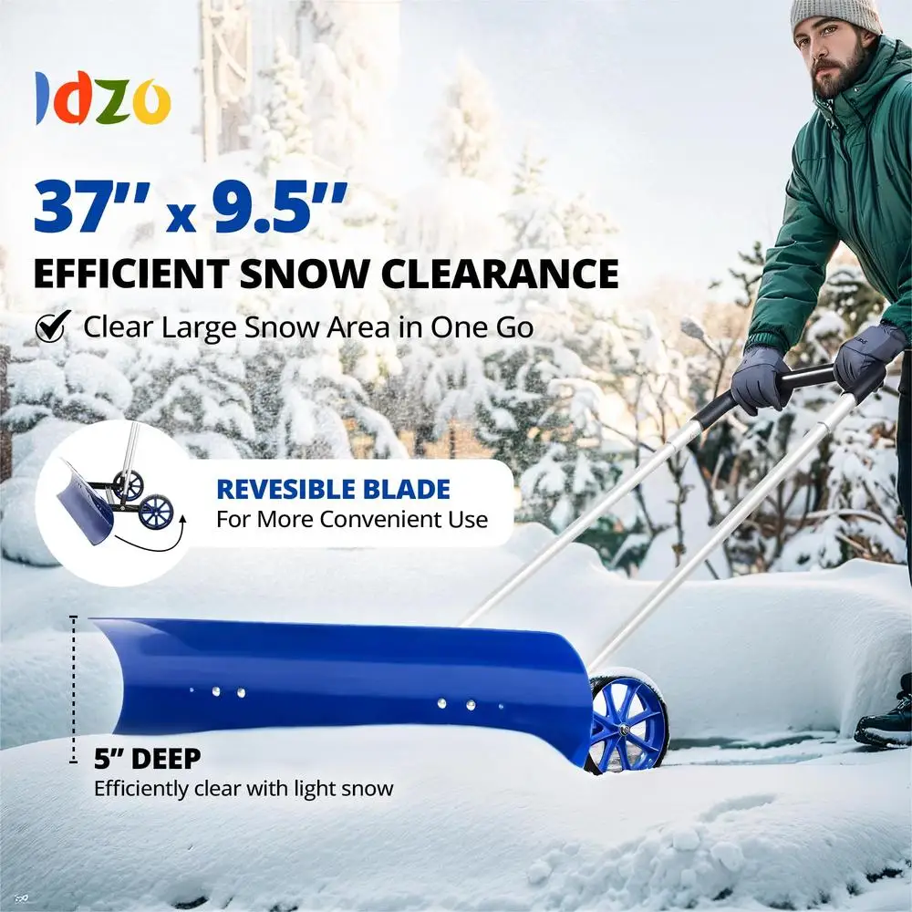 Wheeled Snow Pusher & Plow Shovel 6