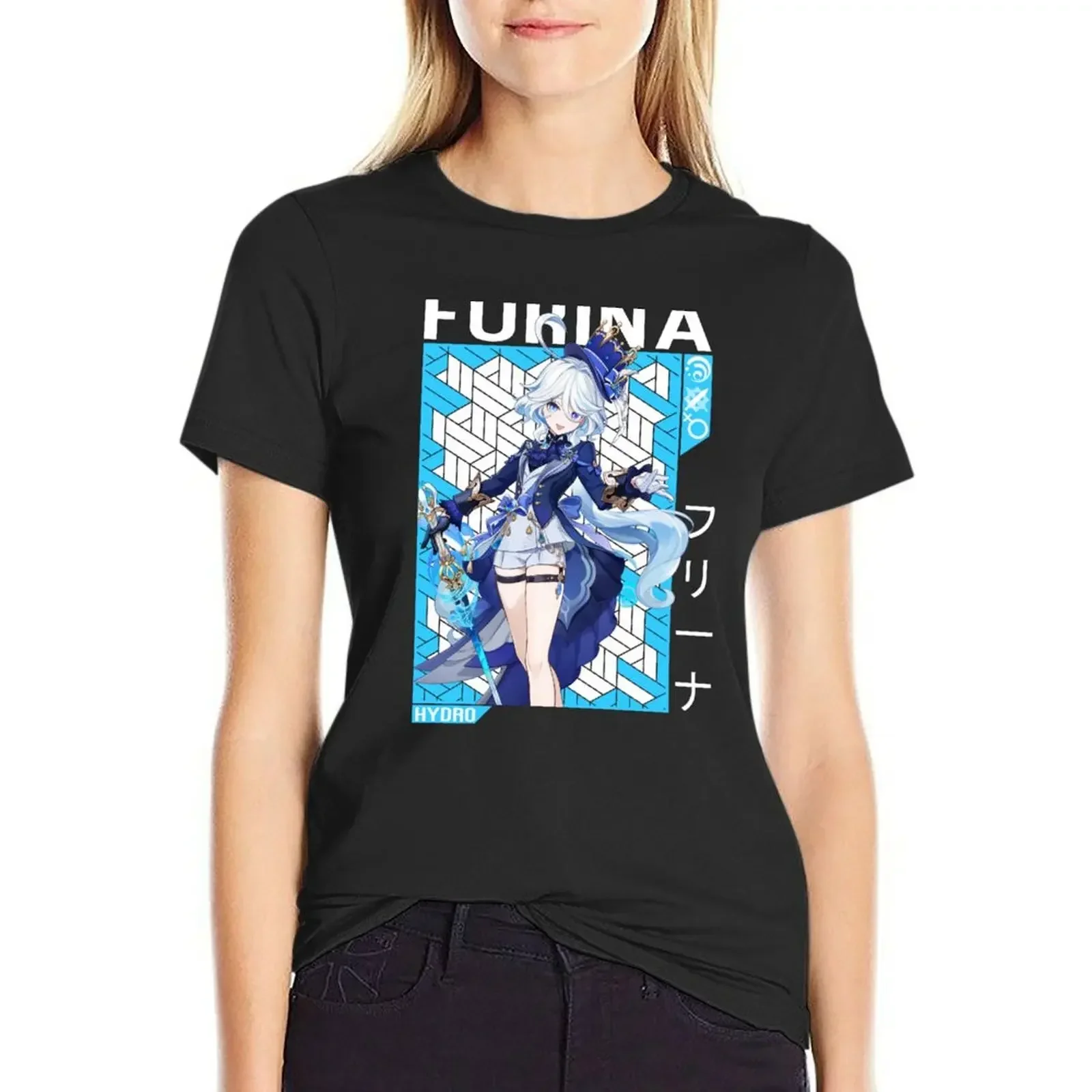 

Cute Furina Print Genshin Impact T-shirt Fashion Graphics Short Sleeve Tee Shirt for Women Harajuku 2024 Summer Y2k Clothing Top