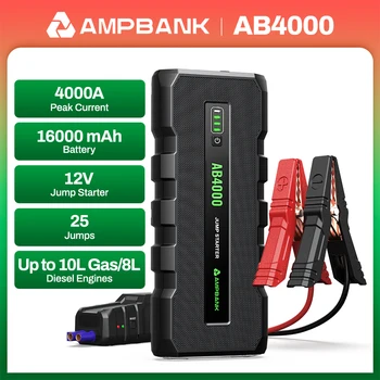 AMPBANK AB4000 Avviatore di emergenza per auto 24000mAh Booster Power Bank Caricabatteria portatile 12V 4000A Booster Pack