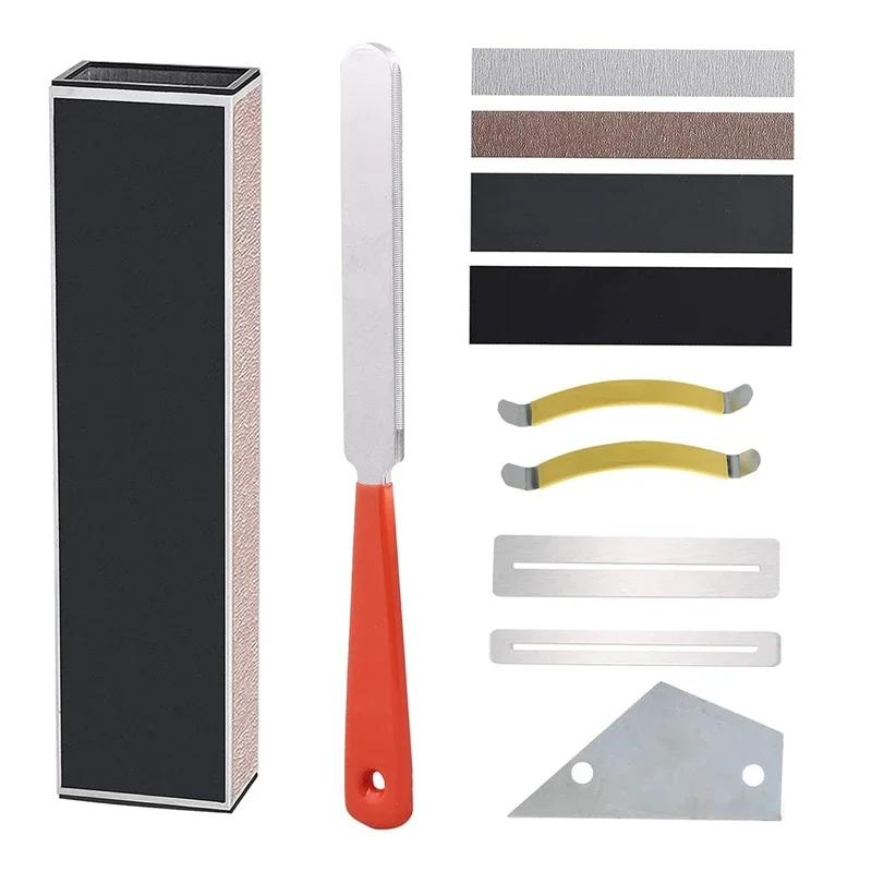 11 Pcs Set Guitar Fret Crowning File Leveling Beam Sanding Grinding String Spreaders Guitar Fingerboard Luthier Tools