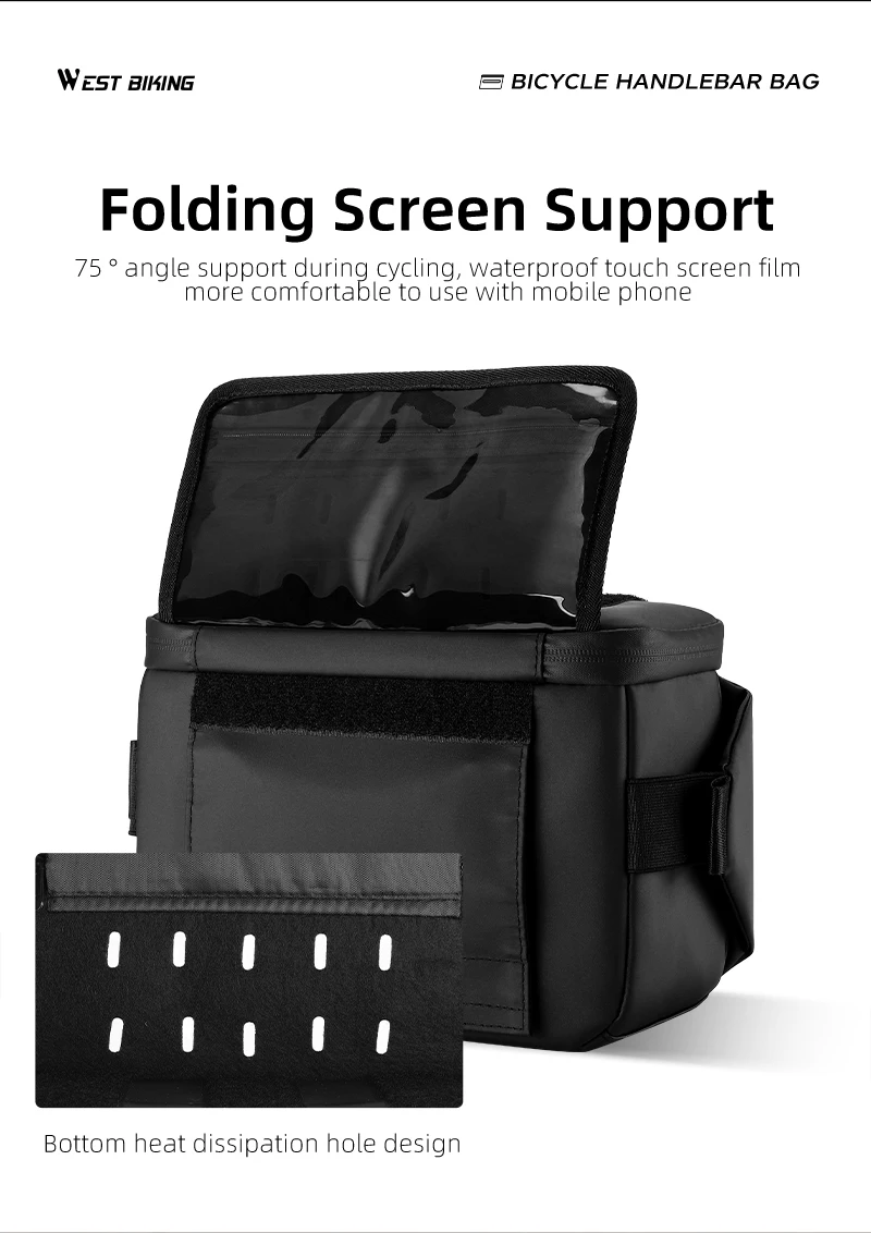 Description Picture 6 of itemWEST BIKING Waterproof Bike Front Frame Bag Touch Screen MTB Bicycle Phone Holder EVA Handlebar Bags Cycling Front Storage Bag