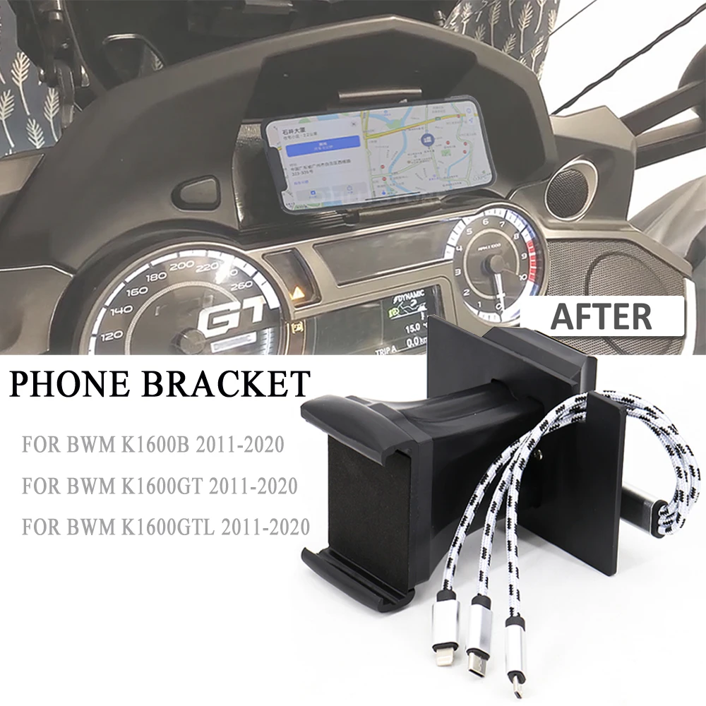 

GPS Phone Navigation Bracket USB Charger Phone Holder For BWM K1600B K1600GT K1600GTL 2011-2020 2019 2018