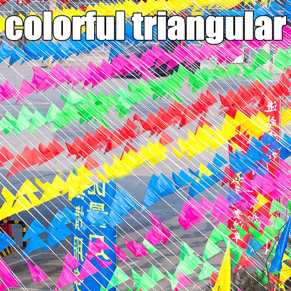 300M Triangle Flags Bunting Banner Nylon Fabric Pennant Festival Outdoor Home Wedding Hanging Decoration