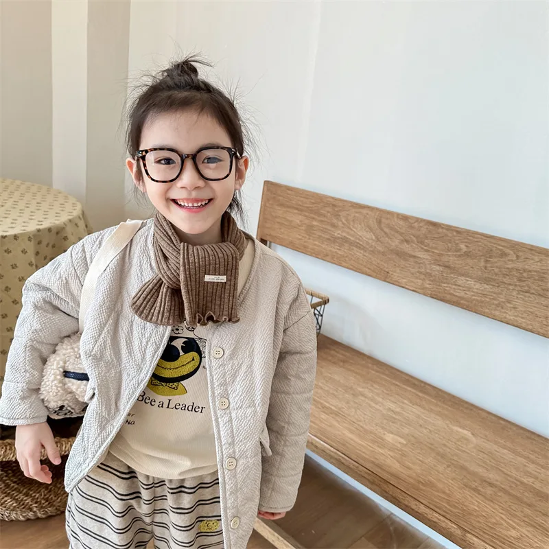 7813 Children Coat Autumn and Winter New Fashion Cotton-padded Girl's Coat Cotton-padded Jacket 1-7Year Kid's Outerwear