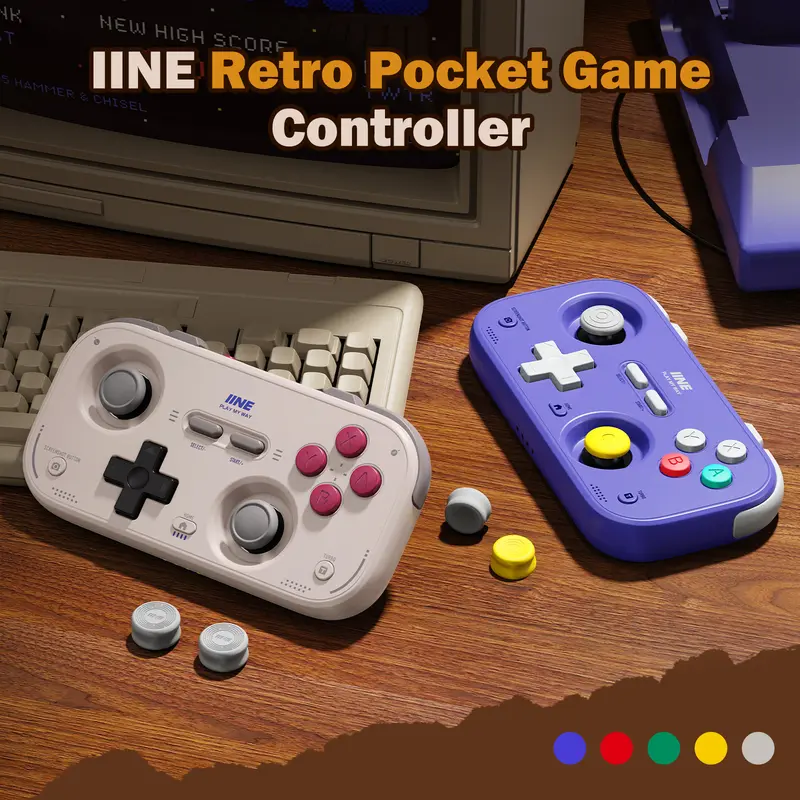 IINE Pocket Retro Game Controller,1000Hz Recessed Stick, Hall Effect Joysticks,Portable Mini Gamepad Customizable Controls - Image 2