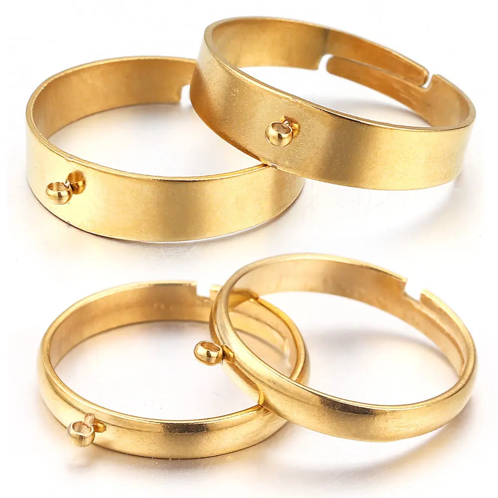 5 teile/los Edelstahl Einstellbar Leere Ring Mit Löcher Für DIY Schmuck, Der Einstellung Zubehör Charms Materialien Handwerk