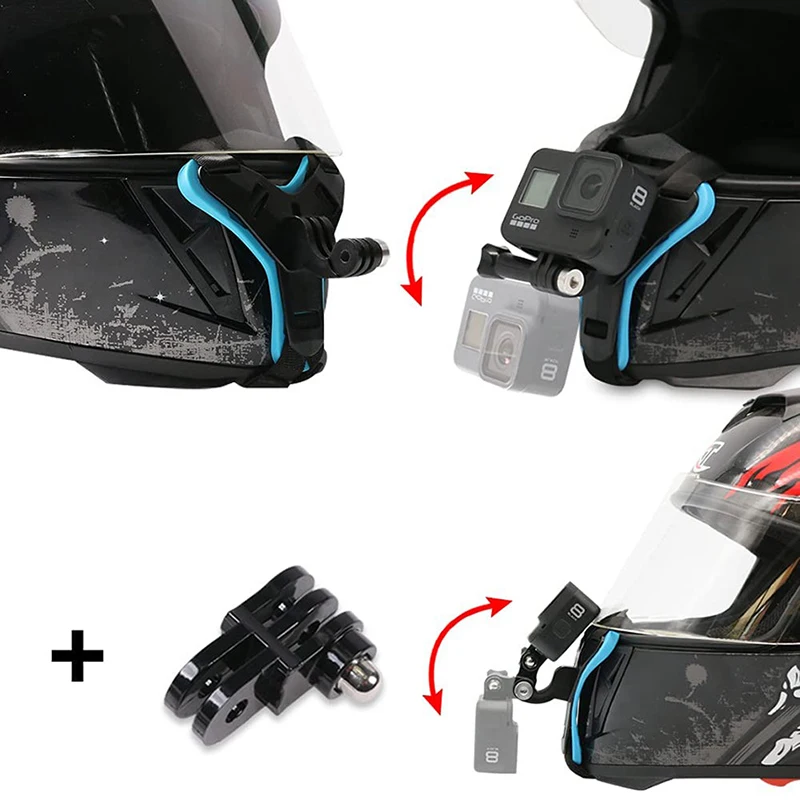 Support casque pour caméra action 360° fixé sur une poitrine, montrant l'angle de vue immersif