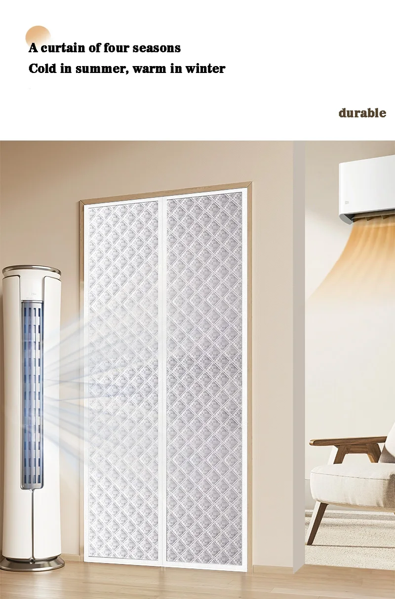 Description Picture 4 of itemWhite magnetic cotton door curtain, thickened, warm, partition curtain, soundproof, cold proof, blackout curtain, customizable