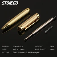 STONEGO Metal Ballpoint Pen, Retractable Signature Pen Crest Style Metal Housing Black Ink Medium Point 1.0mm 3