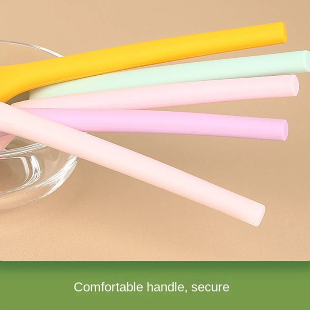 Silicone Spoon Small Spoon with Long Handle Heat Resistant Easy To Clean Non-stick Rice Spoons Tableware Utensil Kitchen Tool silicone spoon