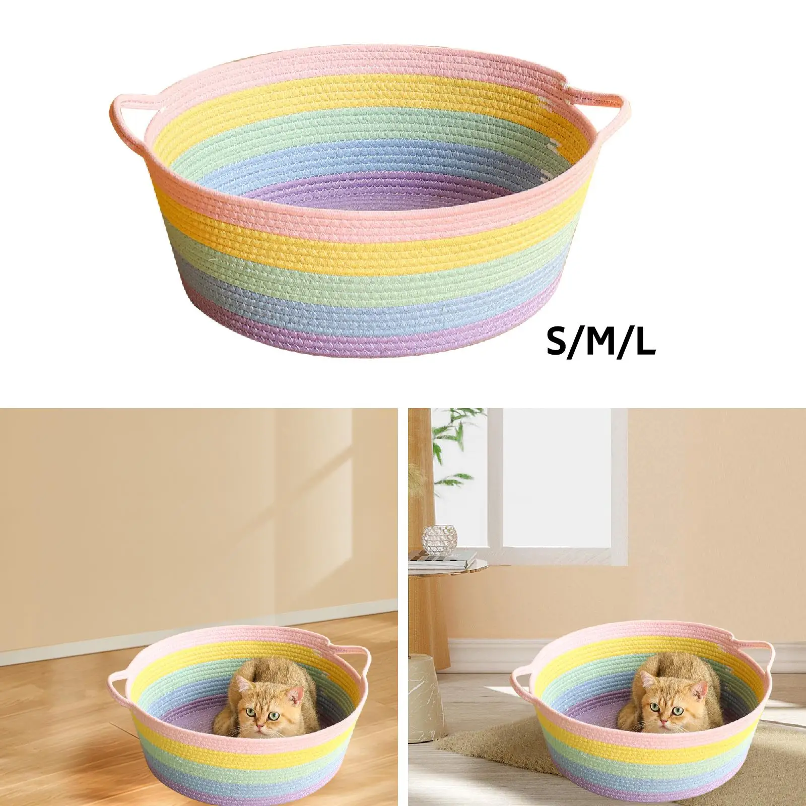 Cotton Rope Woven Cat Bed Furniture Protection Wear Resistant Adorable Cat Scratcher for Summer Winter Bunnies Small Dogs Puppy