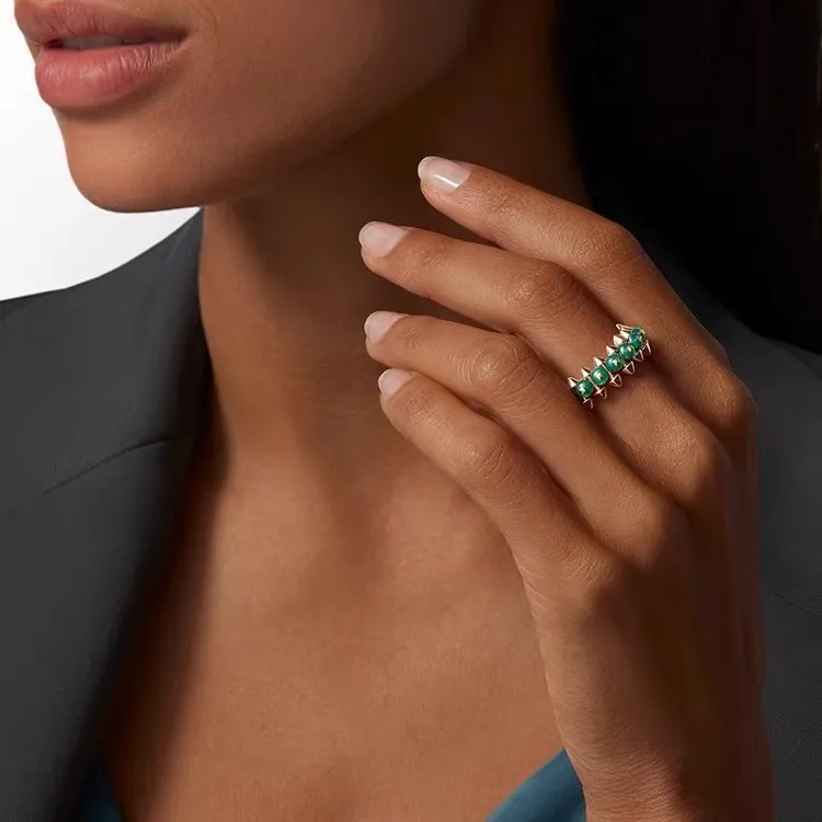 Elegant Green Pearl Geometric Ring - Premium Quality, New Arrival Gift in K Gold