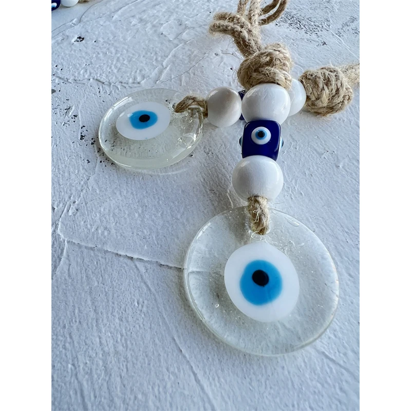 Lucky Eye Glass Blue Turkish Evil Eye Pendant Wall Hanging Multi Color Bead Handmade Decoration for Home Living Room Car wall art decor wall hanging pendant crystal wall hanging glass pendant ornament
