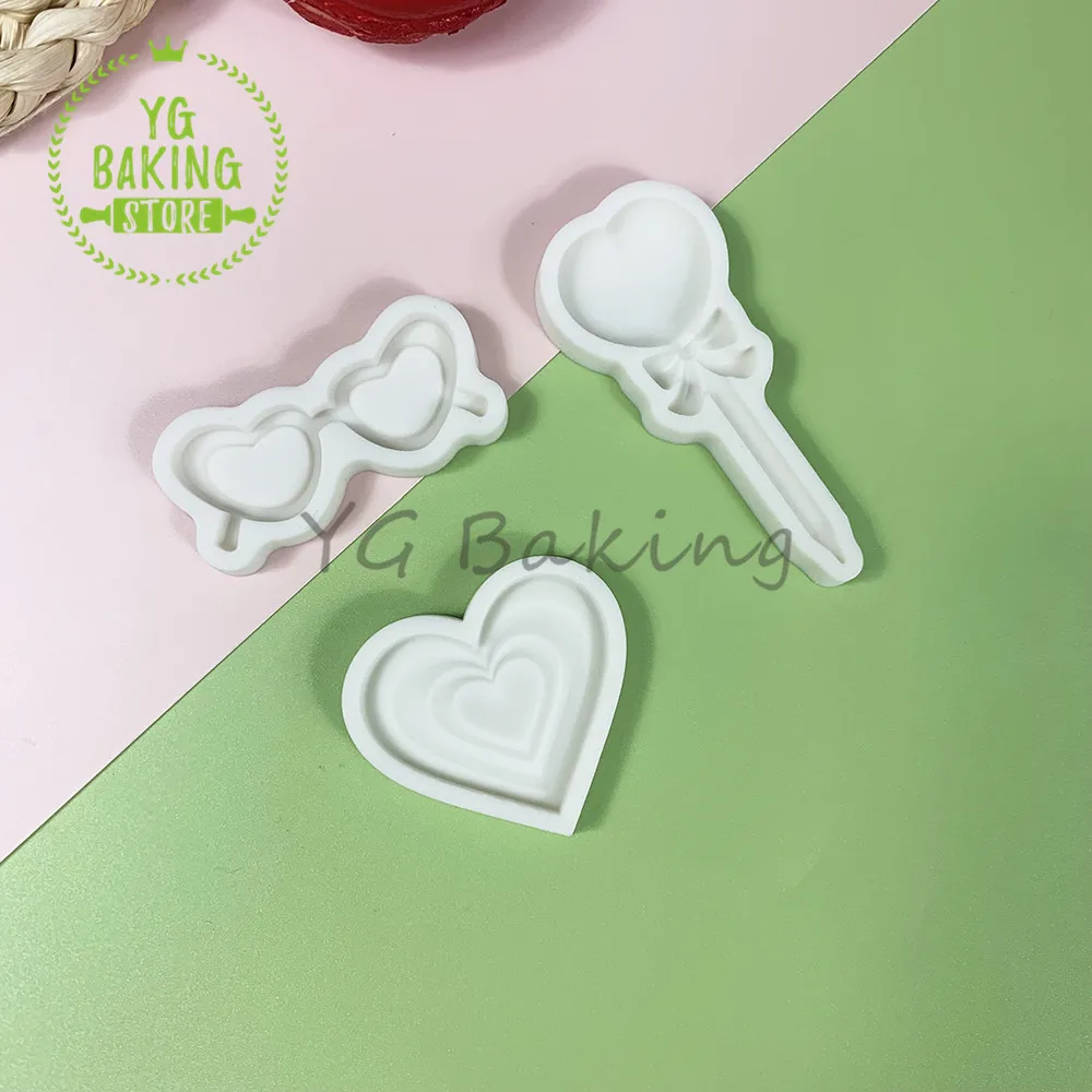 3D Movie Cartoon Girl/Boy/Heart Glasses Silicone Mold Chocolate Fondant Mould DIY Clay Resin Model Cake Decorating Tool Bakeware