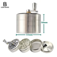 55mm Herb Grinder Hand-cranked Tobacco Crusher Durable Zinc Alloy Spice Mills with Sharp Razor for Smoker Smoking Accessories 1