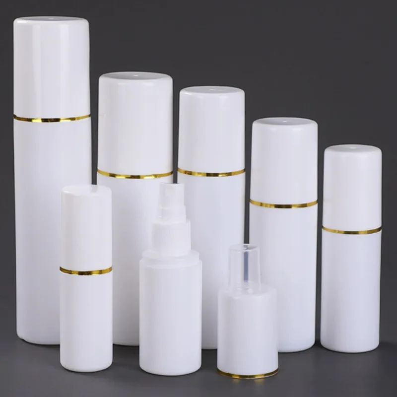 50PCS 30-150ml Round Spray Bottle With Gold Edge Cap Double Cap Alcohol Spray Bottle Toner Water Empty Container