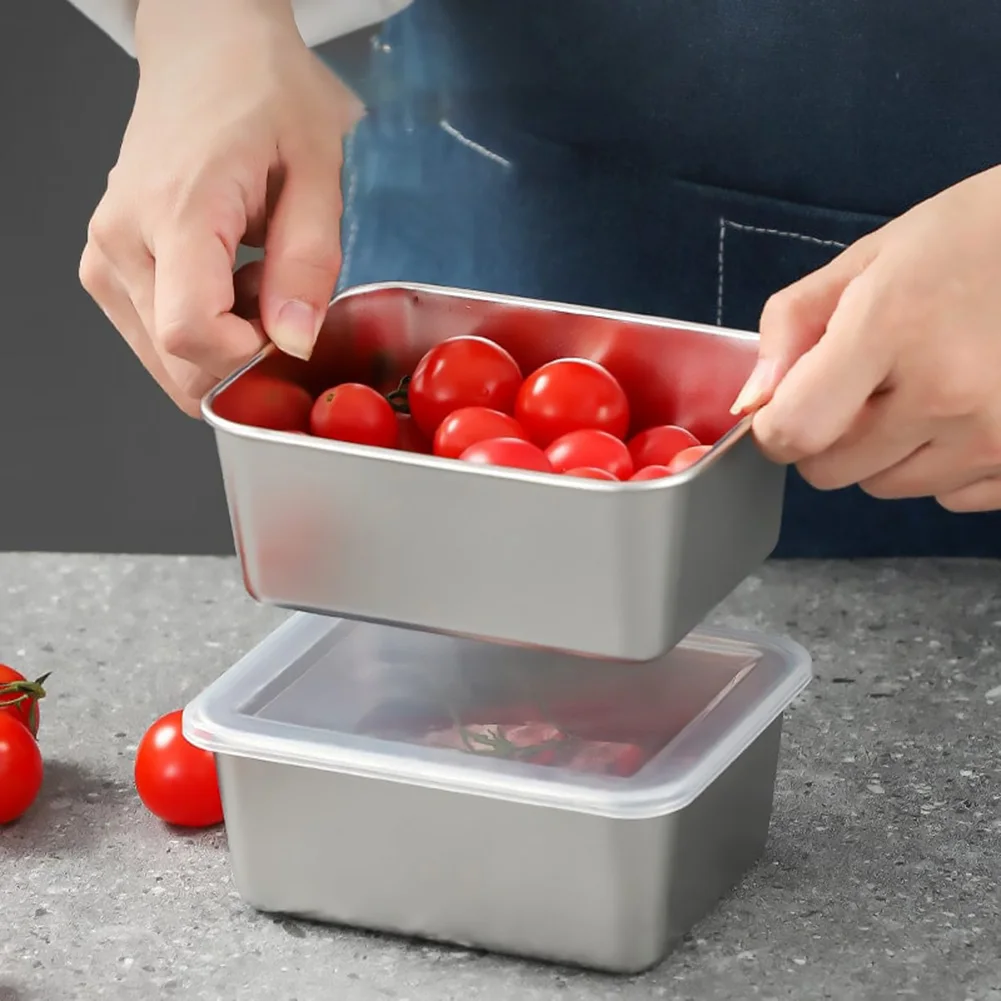 Stainless Steel Square Plate Thickened Lunch Bento Box Tray With Lid ​Reusable Food Organizer Container Kitchen Accessories 5