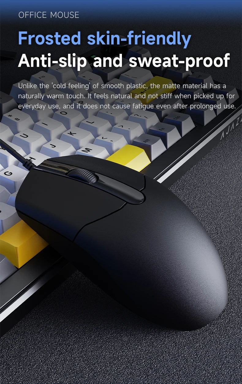 AJAZZ NJ01 Gaming- und Büro-Maus mit Kabel, leise, optisch, 1000 DPI, 78 g, leichter optischer Chip – Detail 7