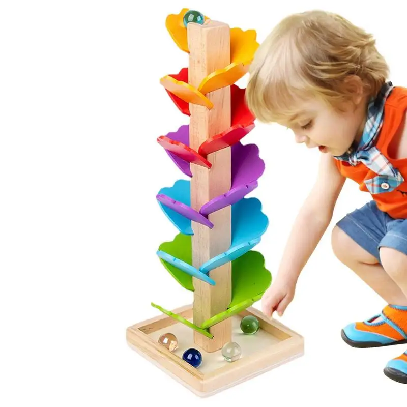 

Tower Ball Ball Ramp Toy Wood Toy Awareness Of The Size Of Fallen Leaves Color Perception Speed Race For Children Kids Child