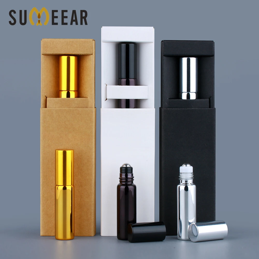 

5ml Roll On Empty Essential Oil Vial With Box Glass Perfume Bottle Mini Refillable Perfume Bottle For Travel Bottle