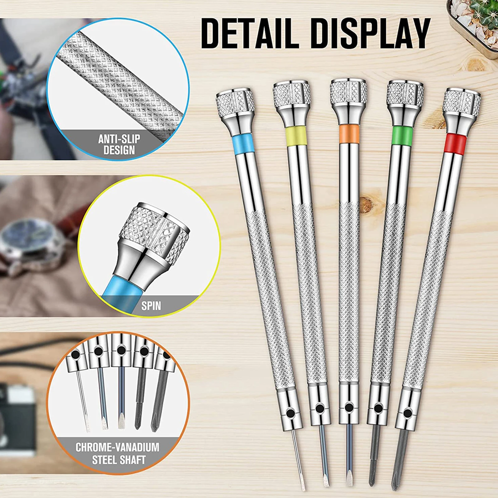 13 Pieces Jewelers Screwdriver Set Micro Precision Watchmaker Screwdriver Set 0.6-2.0 mm with 13 Extra Replace Blades for Watch