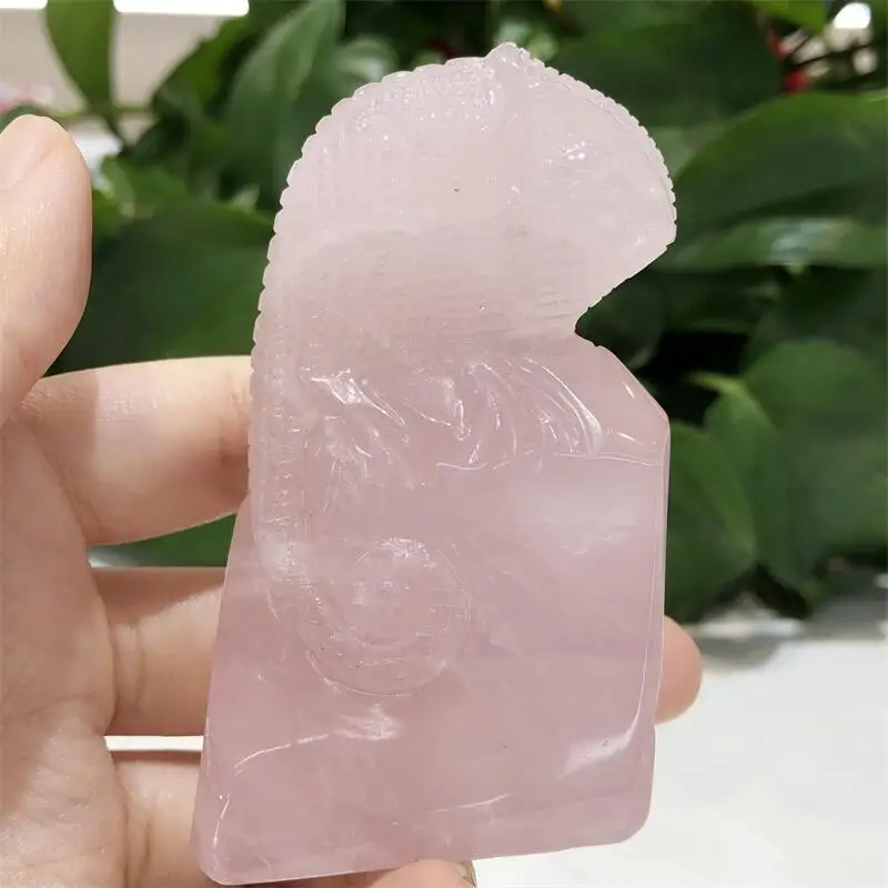 

Lizard Statue Natural Stones Room Ornament Hand Carved Reiki Figurine Rose Quartz Healing Crystals Home Decor 1pcs