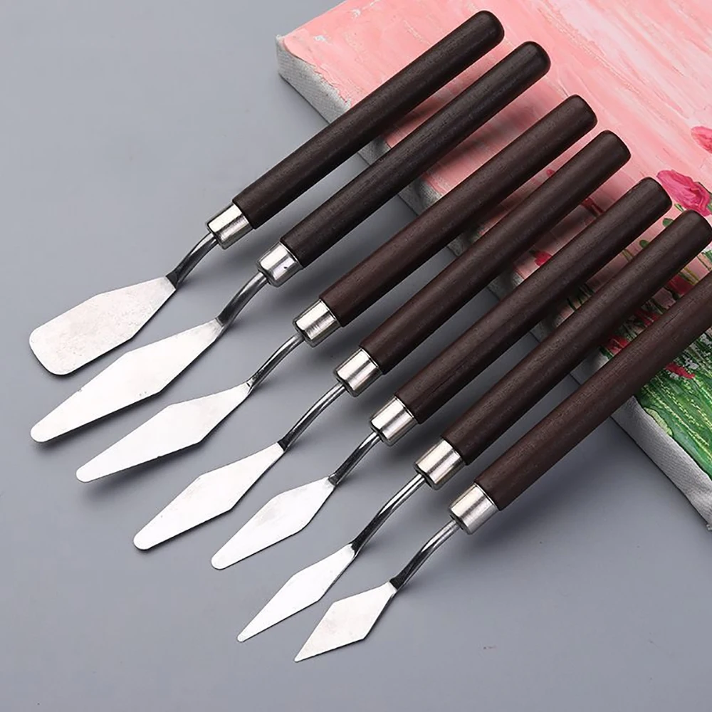 7Pcs Wooden Handle Palette Knife Set 3