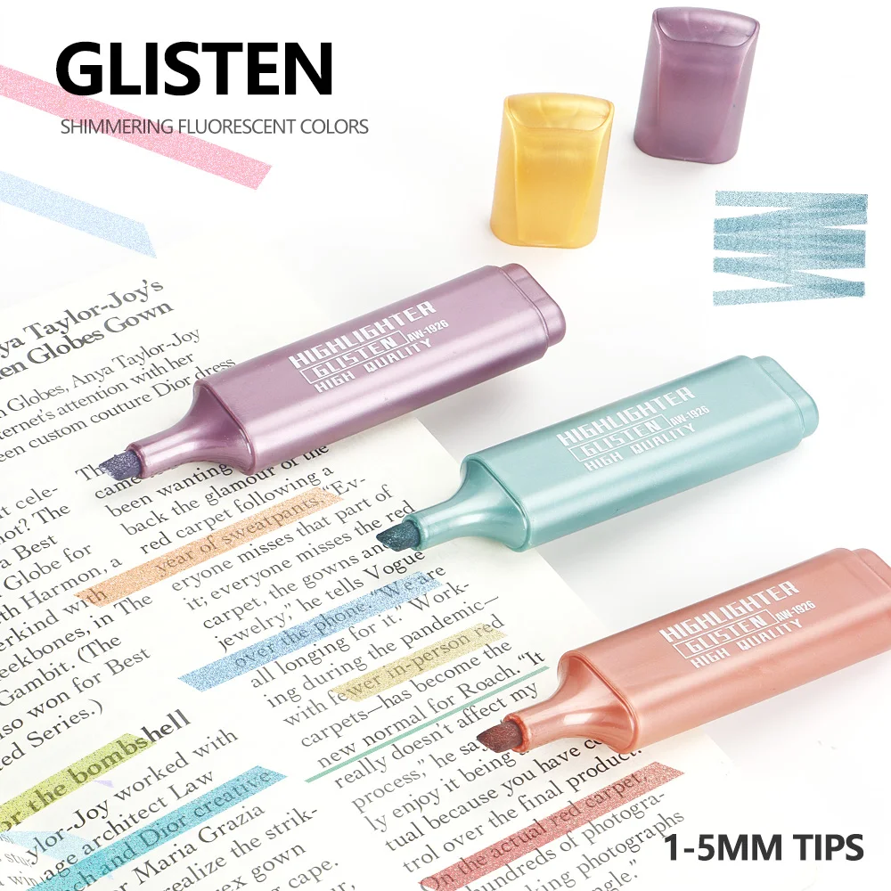 8 Colors Highlighter Pens Shining Highlighter Markers Kawaii Stationery Supplies Scrapbook for School Students Accessories - 5