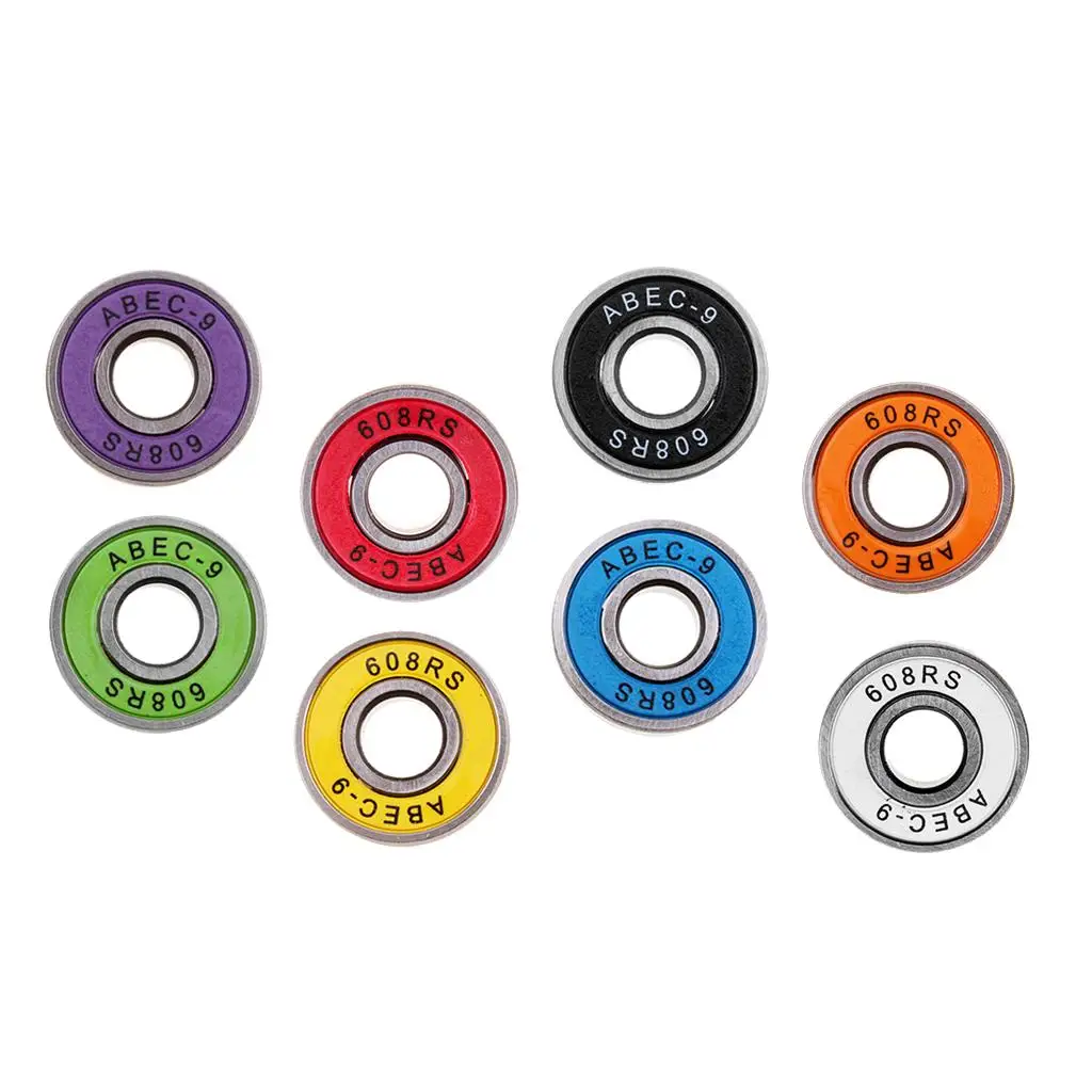 8Pcs 608RS Frictionless Abec 9 Skateboard Bearing Rolling 8x22x7mm