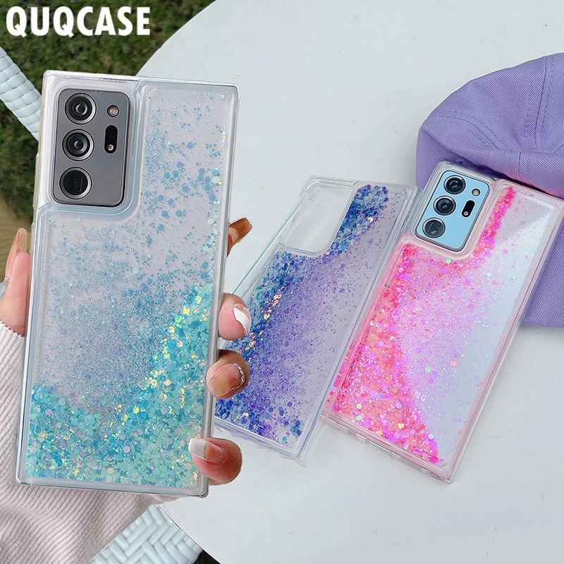 Светящийся чехол с сыпучим песком и блестками для Samsung Galaxy S23 Ultra S21 S22 Plus S20 FE Note S 20, блестящий чехол с блестками и жидким песком