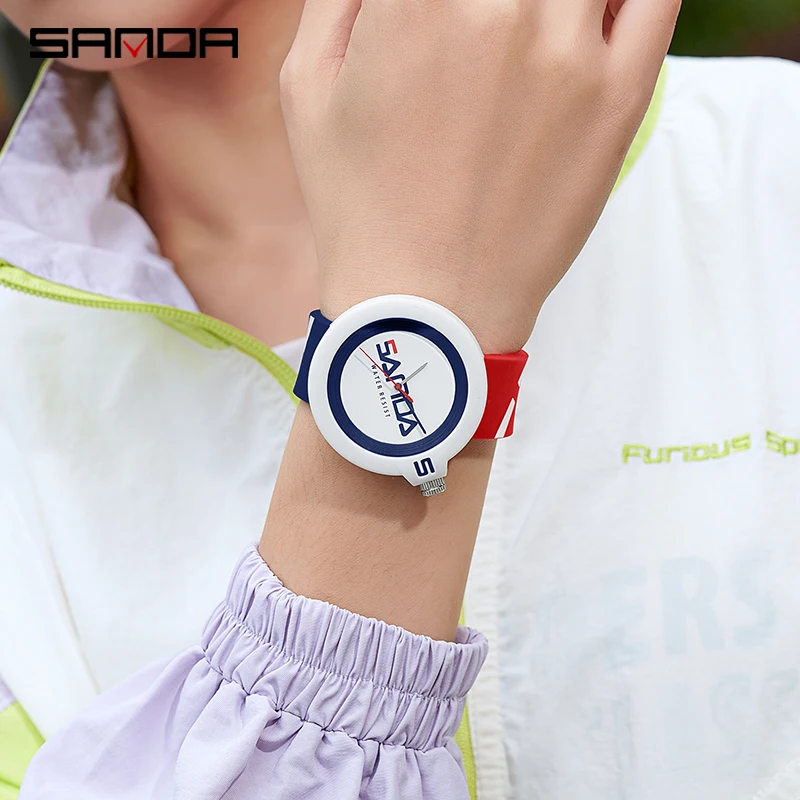 SANDA Casual Fashion Quartz Men Watch 2023 New Casual Sports Watches Silicone Strap 30M Waterproof Men Watch Gift Reloj Hombre