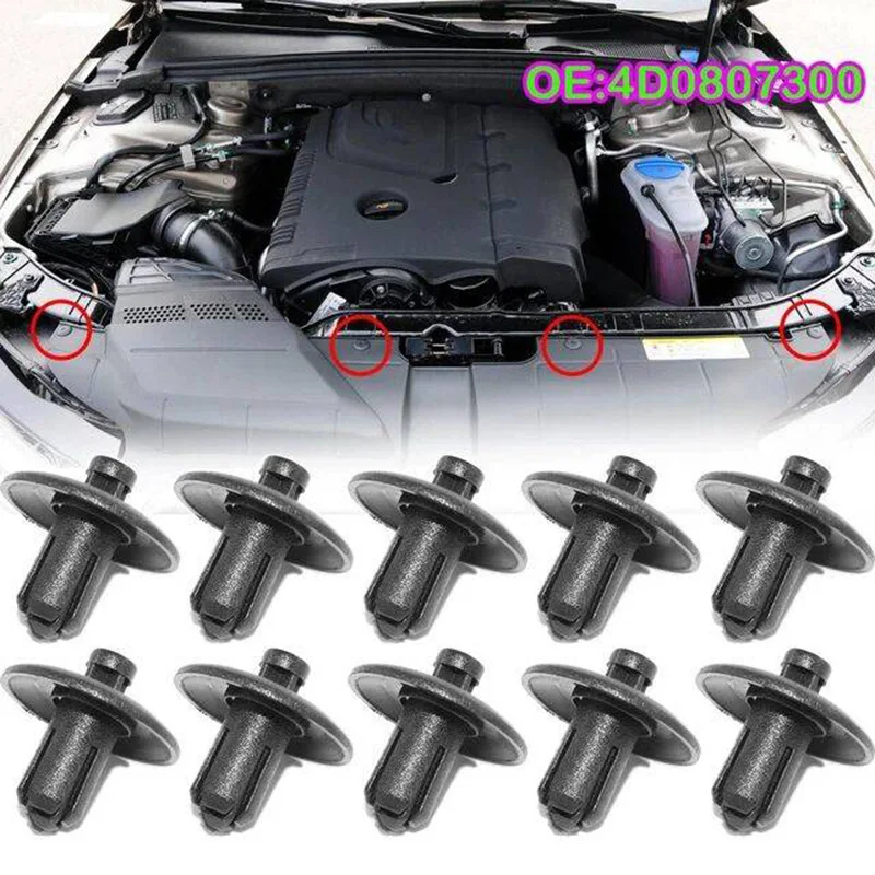 10x Car Radiator Protective Engine Cover Shroud Grille Hood Panel Clip Retainer Rivet For Audi A2 A4 A5 A8 Q3 Q5 S4 S5 S8 TT TTS