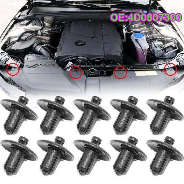 10x Car Radiator Protective Engine Cover Shroud Grille Hood Panel Clip Retainer Rivet For Audi A2 A4 A5 A8 Q3 Q5 S4 S5 S8 TT TTS 1