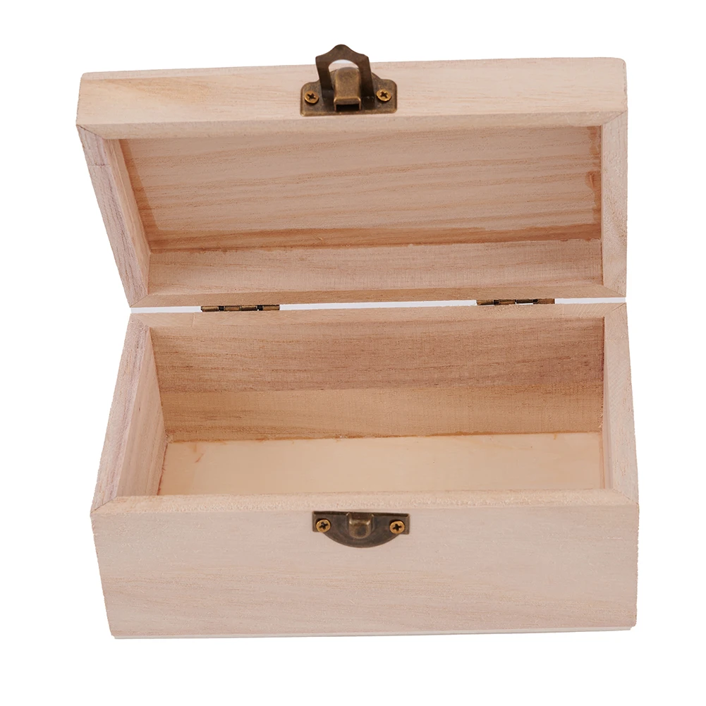 

1PC Wooden Gift Boxes With Lid Square Hinged Jewellery Craft Storage Box For Home Decoration DIY Hand-Made Mother's Day Gift