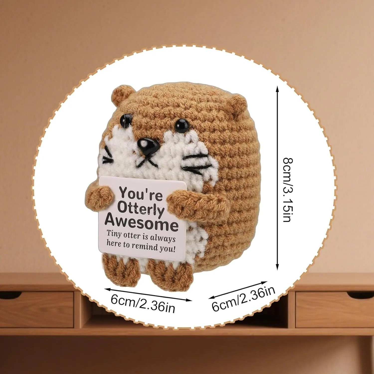 Hand-Knitted Sea Otter Doll with Inspirational Greeting Card – A Thoughtful Gift