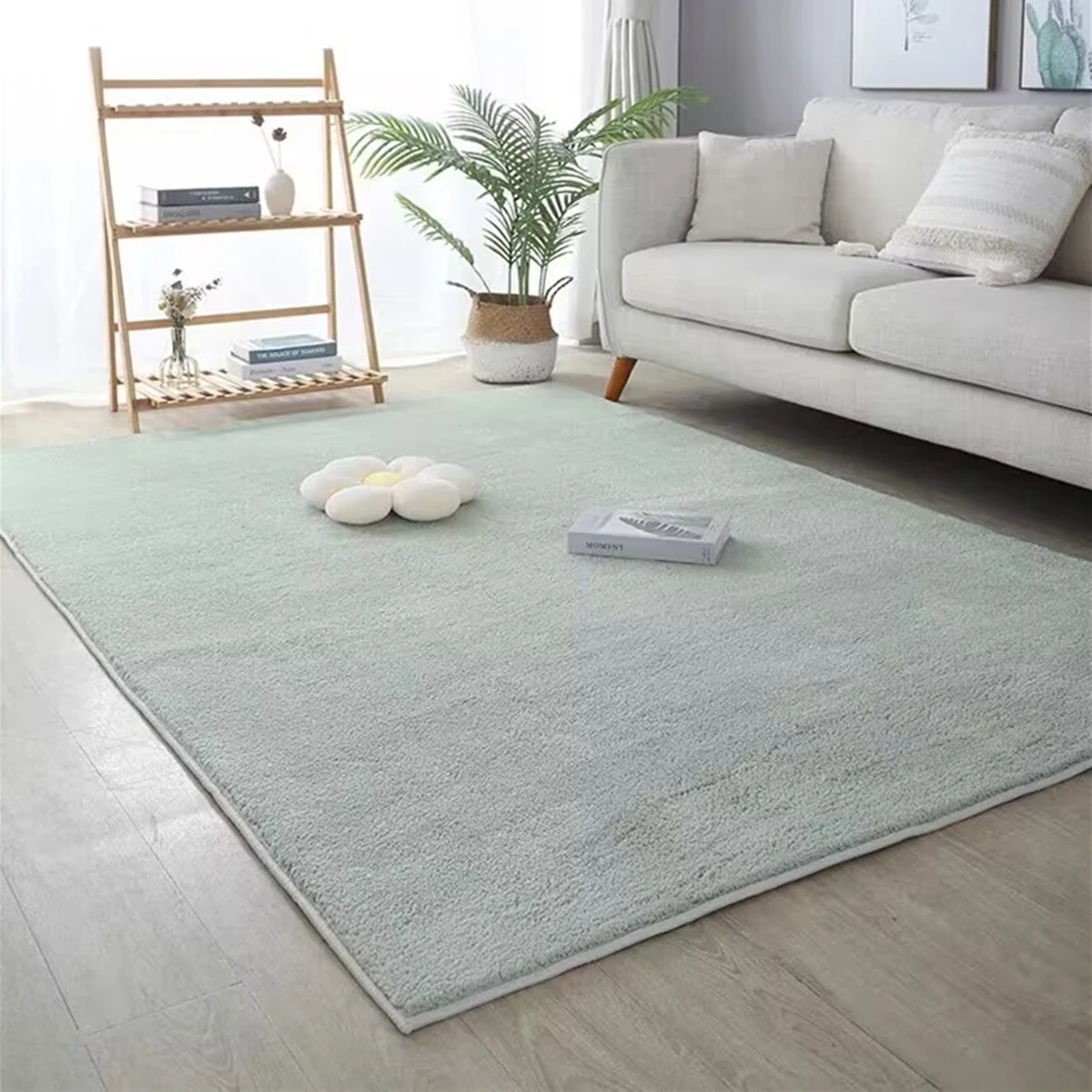 

Living Room Carpet Coral Fleece Sofa Coffee Table Rugs Kid's Bedroom Non-slip Soundproof Home Carpet Gray Balcony Bay Window Mat