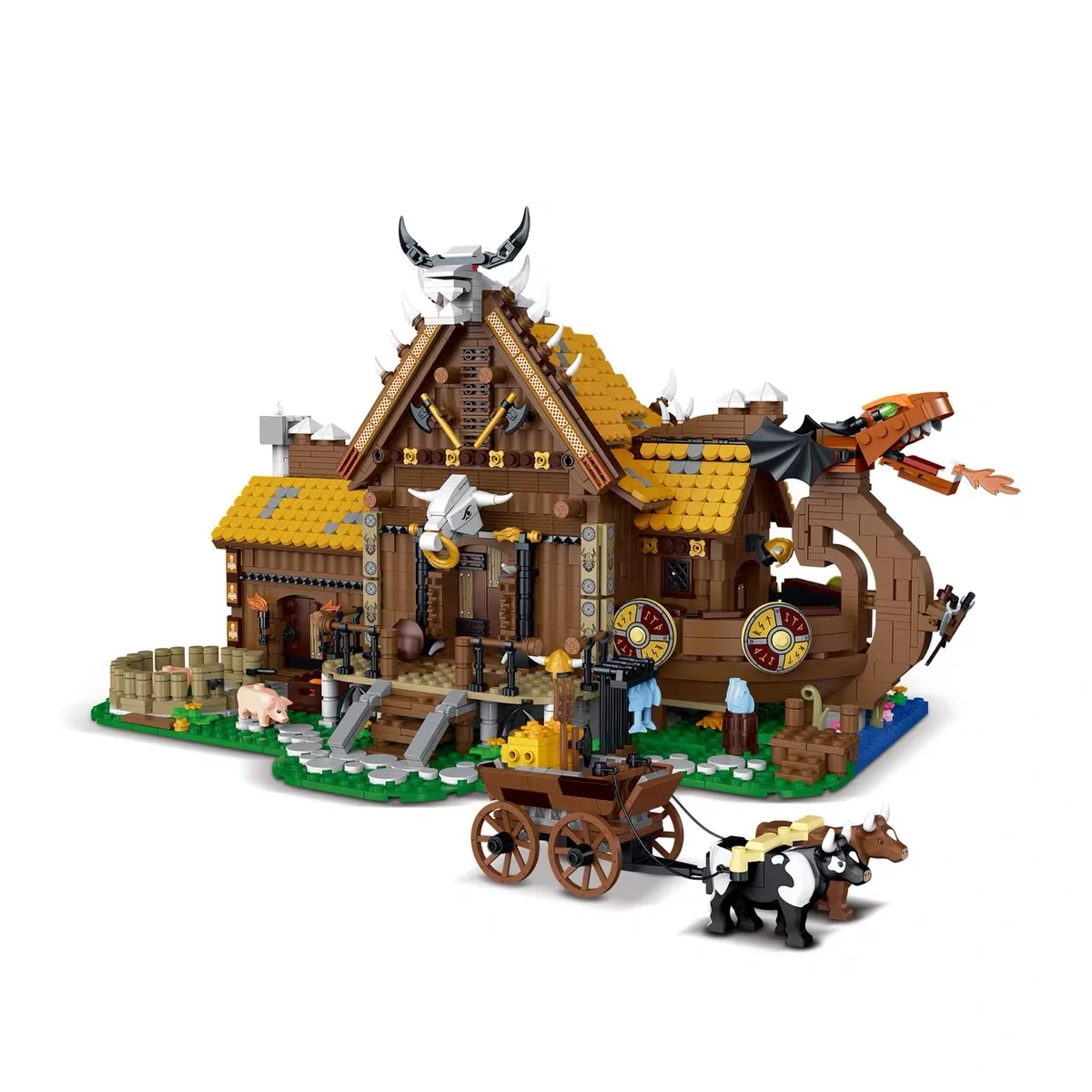 

2024 NEW compatible 21343 Ideas Viking House Village Building Blocks Medieval blacksmith Architecture Model Toy for ChildrenGift