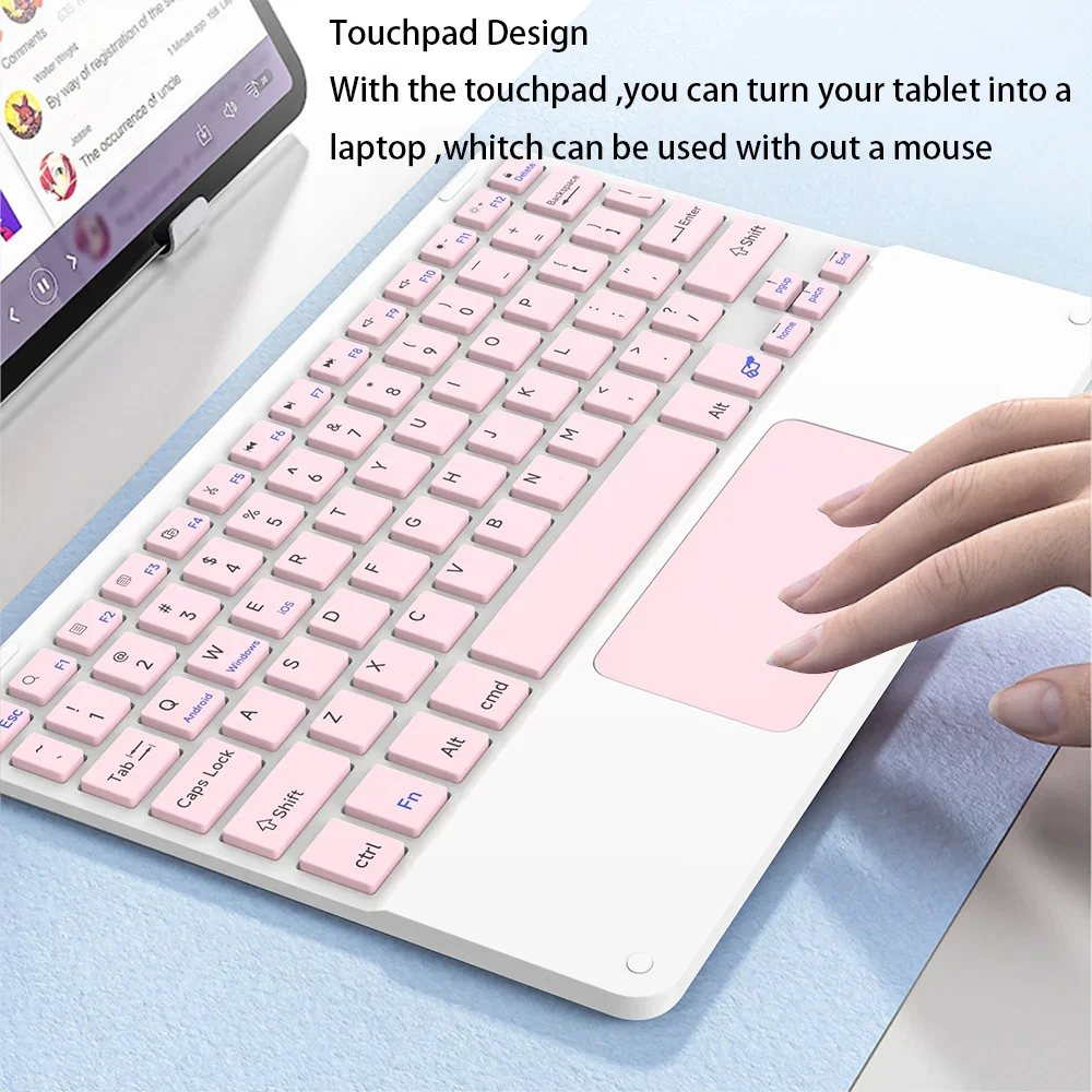 Tastiera e mouse Bluetooth con touchpad da 10 pollici per tablet Apple Samsung Huawei Xiaomi, iPad Pro, Mini e Cell._voghion.com