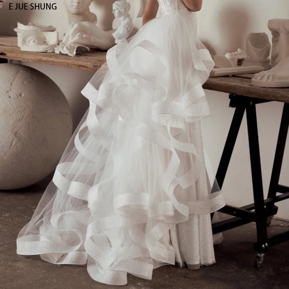 

E JUE SHUNG Tiered Tulle Detachable Skirt Removable Train for Dresses Wedding Bridal Overskirt