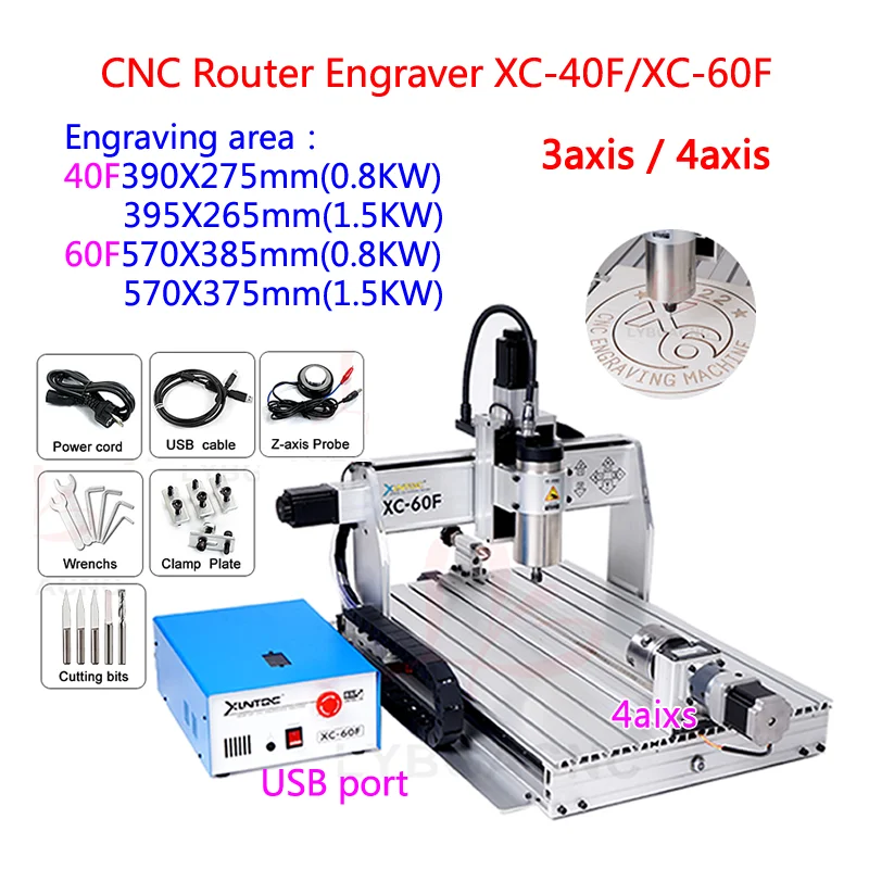 

CNC Router Engraver XLNTCNC XC-40F Engraving Drilling And Milling Machine USB LYBGACNC XC-40F XC-60F