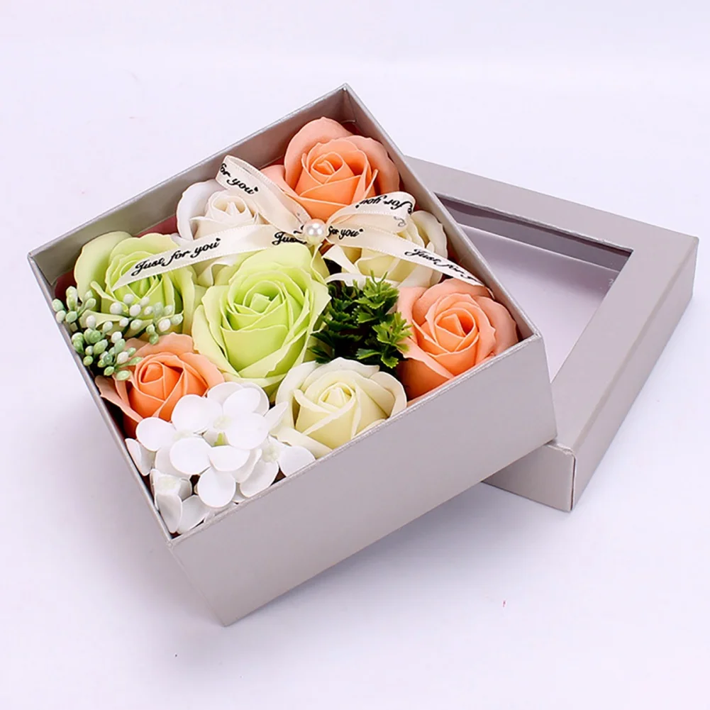 Carnation Flower Bath Soap Blessing Card Flora Scented Roses Flower Soap for Valentine's Day Party Wedding Birthday Luxury Box