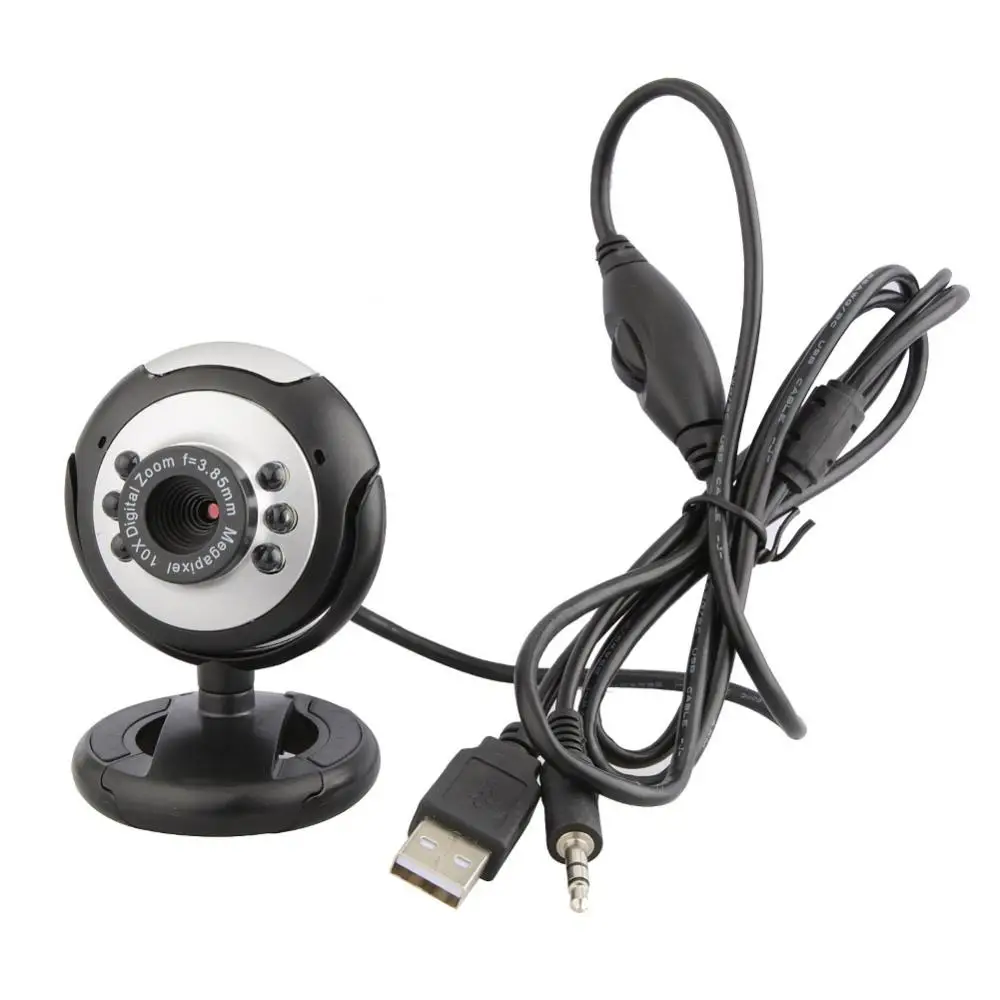 USB 웹캠 고선명도 웹 카메라, PC 노트북용 내장 마이크, 12.0MP, 6 LED 야간 조명