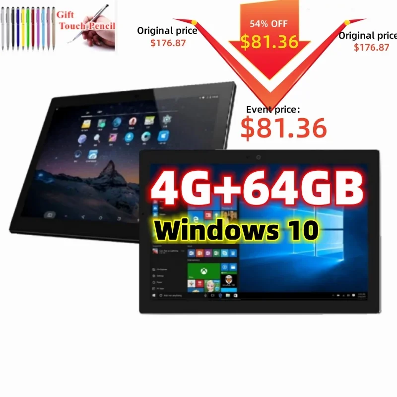 X5-Z8300 쿼드 코어 HDMI 호환 태블릿 PC, 윈도우 10 Micro-USB3.0, 4GB 램, 64GB 롬, 10.6 인치, 32 비트, 1920x1080IPS, 6600mAh, 신제품