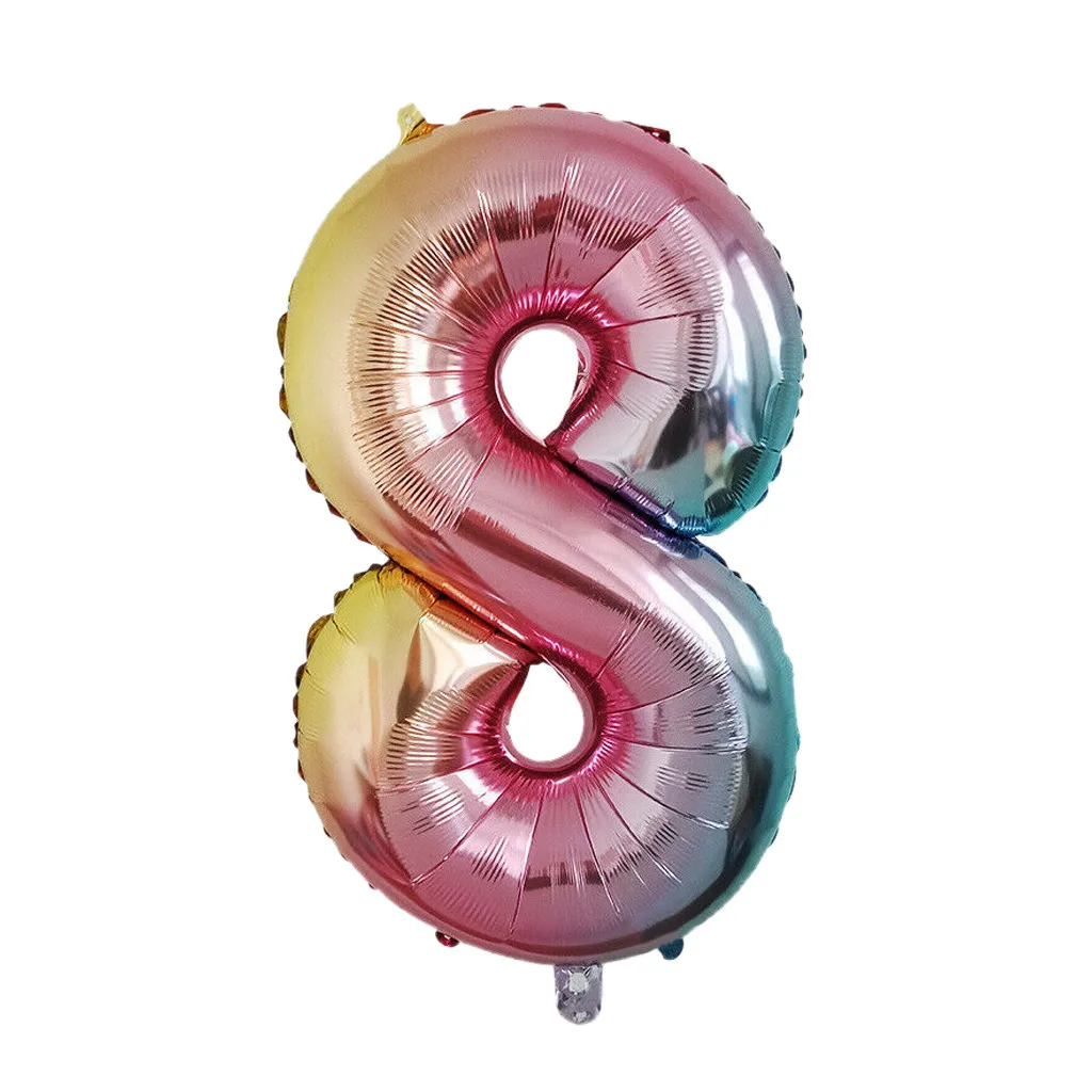 

40 Inch Rainbow Gradient Number 0-9 Foil Digital Balloons For Birthday Party Inflatable Toys For Swimming Pools Inflatable Doll