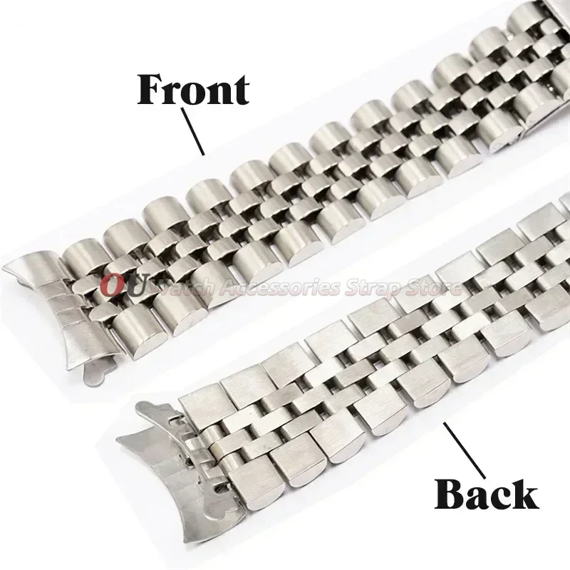 Luxury Stainless Steel Curved End Watch Bracelet - Jubilee Style Strap