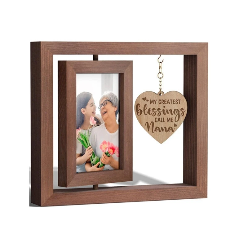 

Wooden Rotating Picures Frame for Mother Day Gift Nana Grandma Photo Display