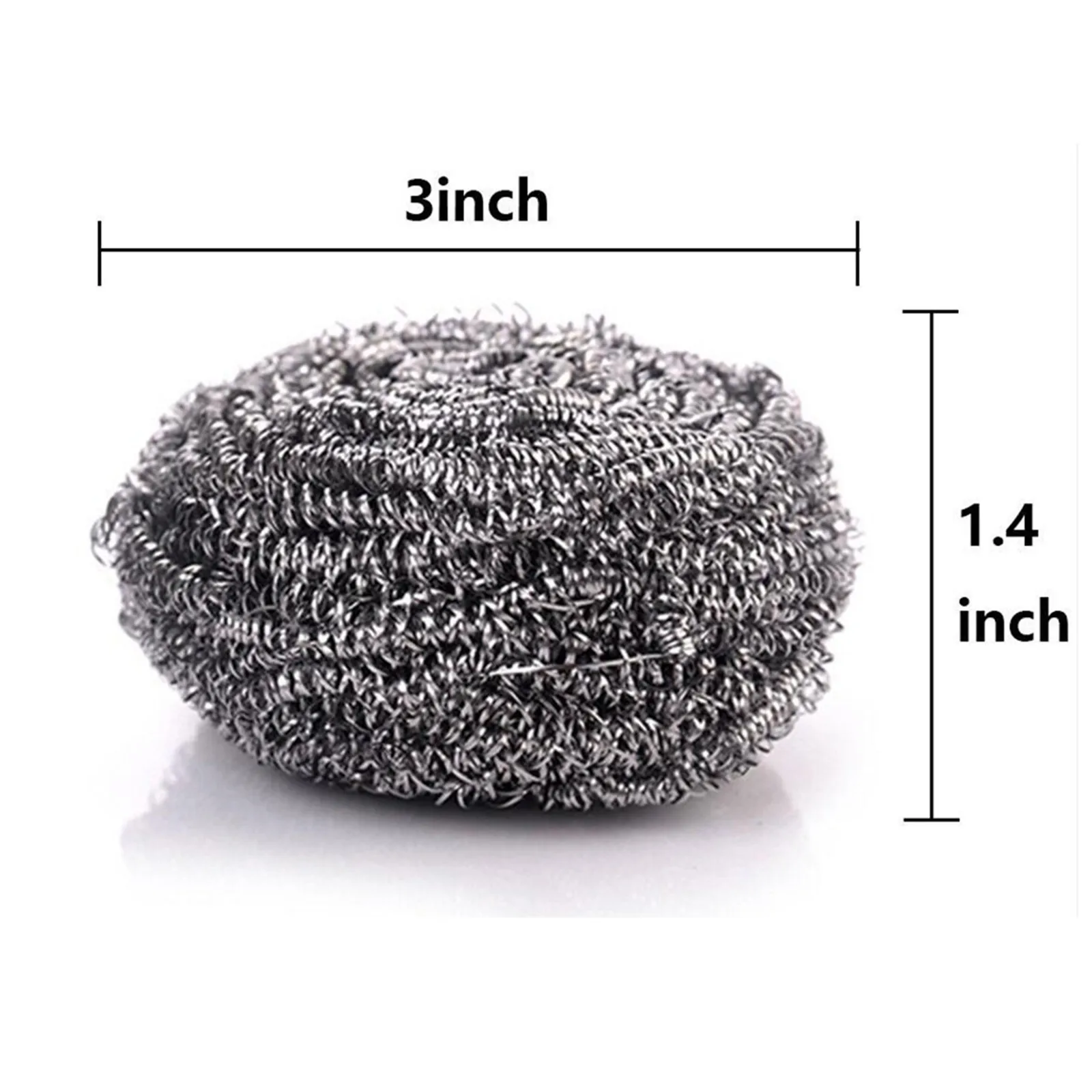 6PCs Stainless Steel Sponges Scrubbing Scouring Pad Steel Wire Ball Scrubbers 3
