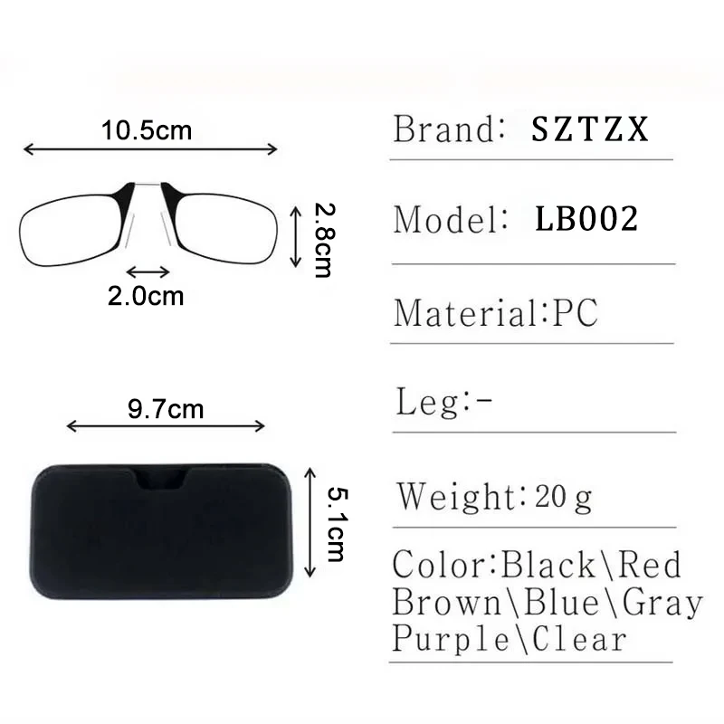 Reading glasses Nose Clip on Reading Glasses Anti Blue Light without temple +1.0-+3.5 Legless Lazy Glasses Unisex Hyperopia Optical Eyeglasses