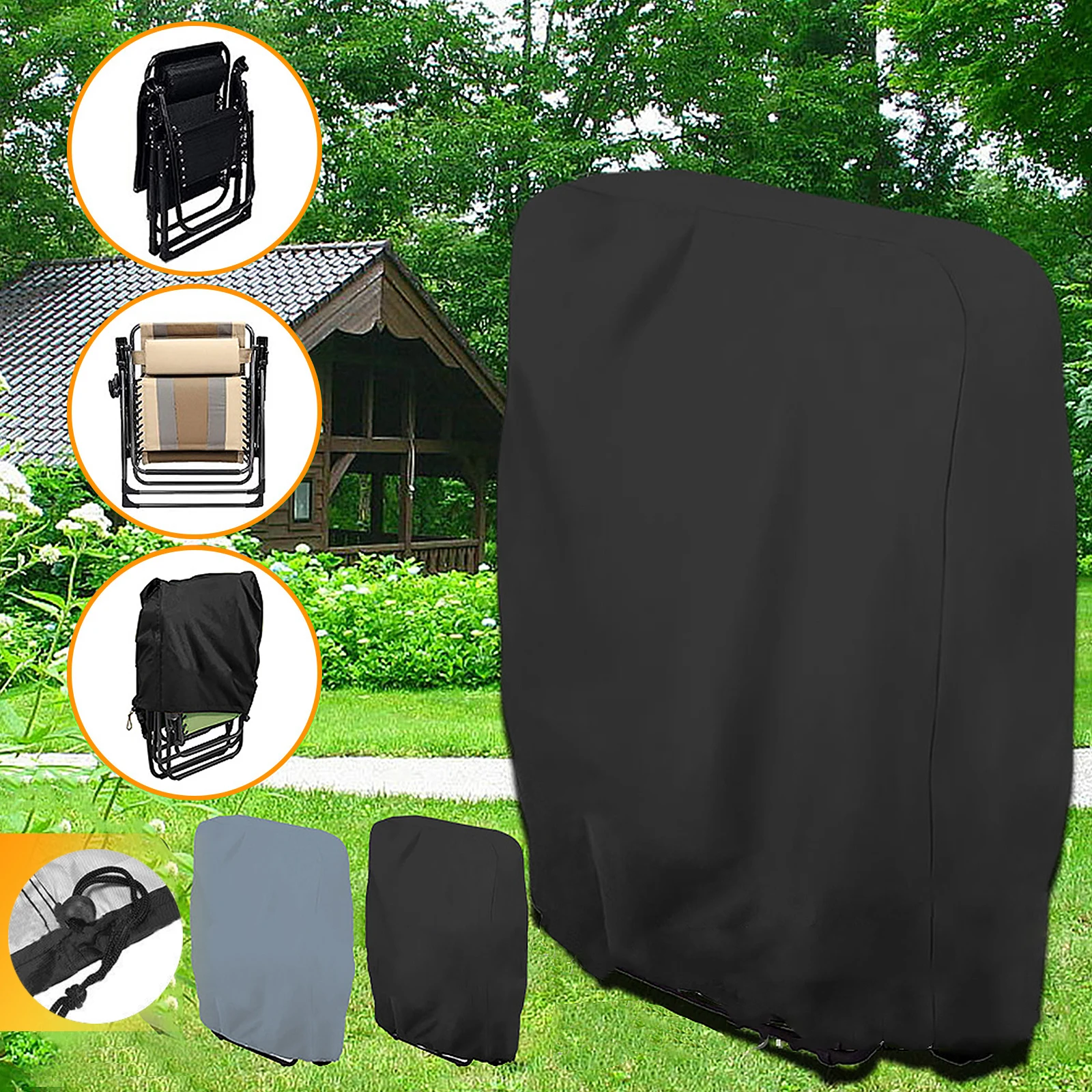 

Outdoor Portable Folding Garden Chair Recliner Cover Waterproof Uv Resistant Dust Reusable Oxford Fabric Recliner Cover